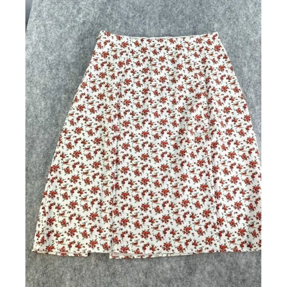 Danielle‎ Bernstein White Red Floral MIdi Slip Skirt Sz 1x NEW